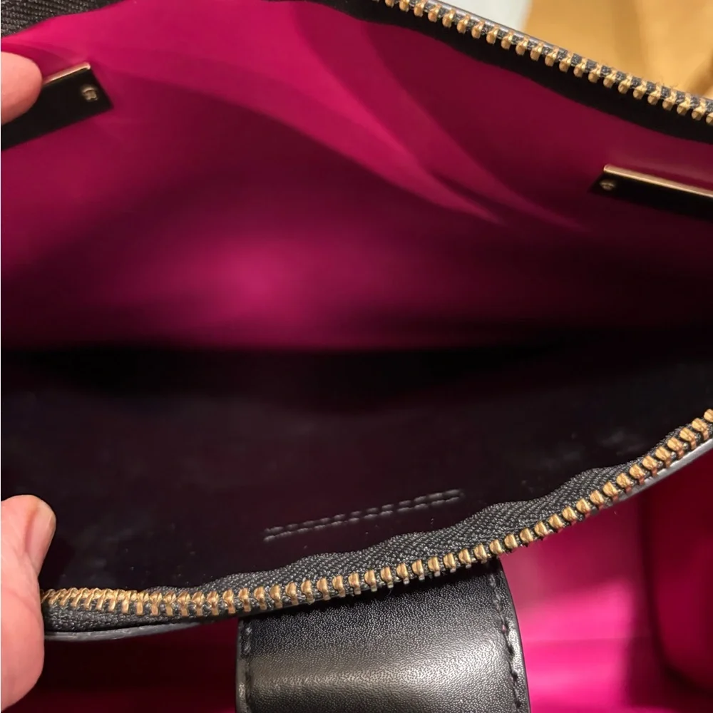 Kate Spade New York Kyra Black Smooth Leather Tote with Pink Accents - Picture 11 of 16